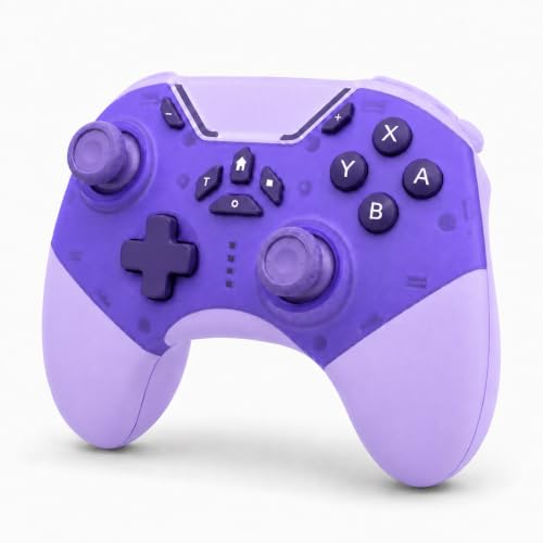 aghi Bluetooth Phone Controller with Hall Effect Joysticks and Phone Clip | Wireless Gamepad for iPhone/Android/TV/PC/Steam/Switch 1/2, with Lock Speed, Macro, 6-Axis Gyro, Vibration, Turbo, Purple - color: Purple