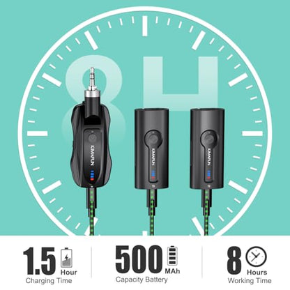 KIMAFUN Wireless Lavalier Microphone System, Wireless 2.4GHz Lapel Mics Handheld Mic 2 in 1 for Teaching, Teachers, Speech, Tour Guiding, Speaker, Amplifier, PA System, Broadcast, KM-G70(2TX1RX) - size: 2TX+1RX