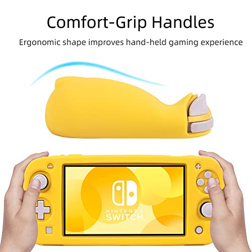 Silicone Protective Case for Nintendo Switch Lite, Soft Grip Case Cover with Comfort Ergonomic Handles for Nintendo Switch Lite 2019 [Self Stand][4 Thumb Stick Caps] (Yellow) - color: 실리콘-옐로우