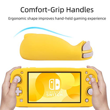 Silicone Protective Case for Nintendo Switch Lite, Soft Grip Case Cover with Comfort Ergonomic Handles for Nintendo Switch Lite 2019 [Self Stand][4 Thumb Stick Caps] (Yellow) - color: 실리콘-옐로우