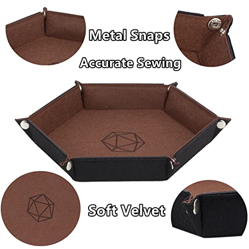 8-Pack Felt Dice Trays for DND, RPG, MTG, Folding Design (Hexagon) | Collapsible felt dice trays keep dice contained and tables protected. Great for DND, RPG, MTG, and other tabletop games. - color: Hexagon