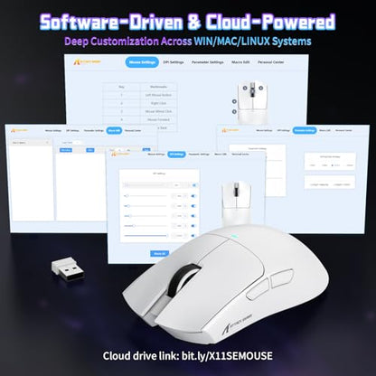 ATTACK SHARK X11SE Wireless Gaming Mouse, 59g Lightweight, White | Bluetooth/2.4Ghz Wireless/Wired Connectivity, 22K DPI, PixArt PAW3311 Gaming Sensor, 1K Polling Gamer Mice for PC/Mac - color: White