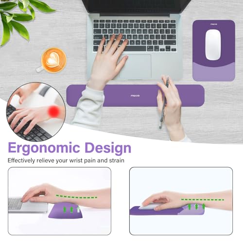 MOSISO Wrist Rest Support Mouse Pad & Keyboard Set, Imperial Purple | Rectangular Ergonomic Mousepad, Non-Slip Base, Home/Office Pain Relief & Easy Typing, Neoprene Cloth & Raised Silicone Lining - color: Imperial Purple