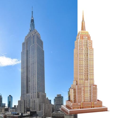 Architecture World Famous of 3D Puzzle.Build Your Own Collection of 17 Global Landmarks (Notre Dame, Colosseum) - Educational DIY Model Kit for Kids & Adults. (Empire State Building) - color: Empire State Building