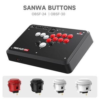 MAYFLASH F500 FLAT Elite Fight Stick All Button Arcade Leverless Controller with Sanwa OBSF buttons for PS4, PC, Xbox Series S/X, Switch/Switch 2, Steam Deck, macOS, Android, Raspberry Pi and more