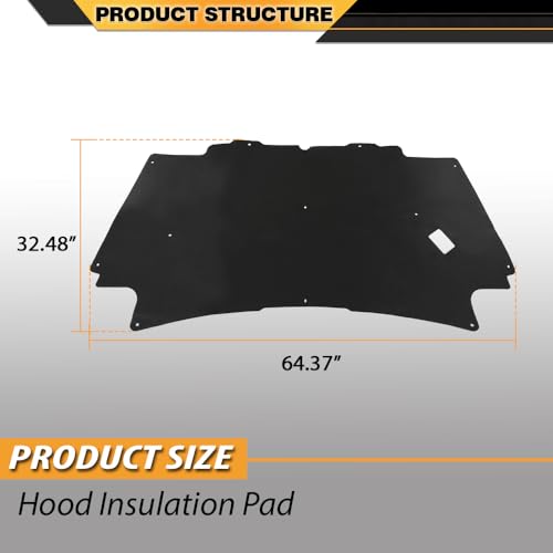 CNNELL Hood Insulation Pad with Clips Compatible with Dodge Ram 2002-2008 DMT Black - style: 2002-2008 Ram 1500 Only