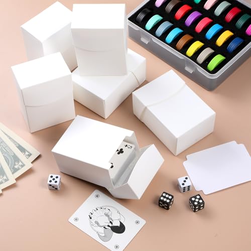 Zhehao 40 Pieces Deck Card Boxes with Dividers Include 20 Trading Card Boxes with 20 Dividers Games Storage Organizer for Trading Games Family Game Party Supplies (White) - color: White