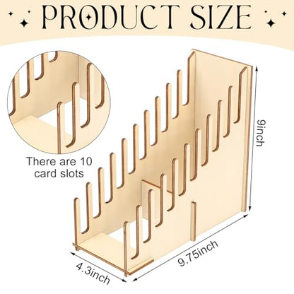 1 Pc Greeting Card Display Stand 10 Slot Wooden Sticker Display Stand Tabletop Postcard Greeting Card Holder Postcard Rack for Brochure Sticker Photo Table Retail Counter Desk Natural Color