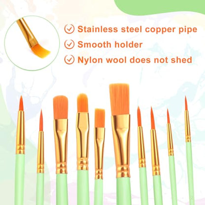 ESRICH Paint Brushes Set, 2 Packs 20 Pcs Acrylic Paint Brush Set, Acrylic Oil Watercolor, Face Nail Art, Miniature Detailing, Rock Painting,Painting Artist Professional Kits,Green - color: Green, size: 20