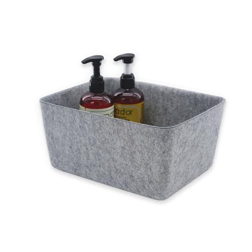 Welaxy Felt Storage Bin, Wide Deep Drawer Organizer Caddy for Makeup, Jewelry, Stationery, Closet & Bathroom, Minimalist Box (Gray Bin, M) - color: Gray Bin, size: M