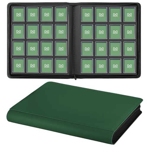 16 Pocket Toploader Binder,Holds 640 TopLoaders (16Dark Green) | Top Loader Binder for 3" x 4"Rigid Cards,Sleeves Card Collection Binder,20 Double Sided Pages with Trading & Sports Holder - color: 16Dark Green