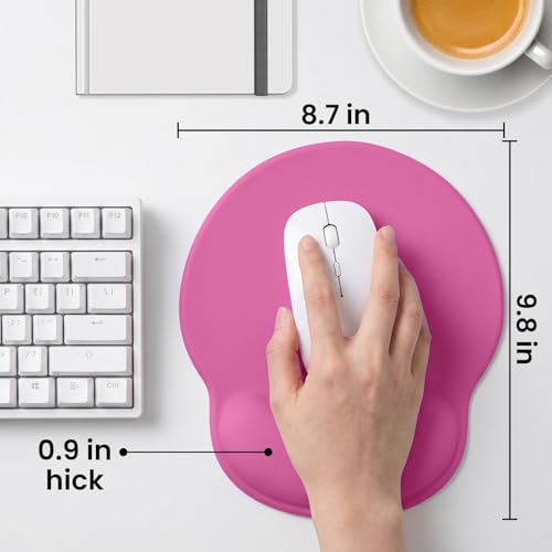 Mouse pad with Wrist Rest,Relieving Pain Memory Foam Computer pad, Ergonomic Desktop Mouse, Silicone Material Mouse pad, with Non-Slip PU Base (Rose Color) - color: Rose color