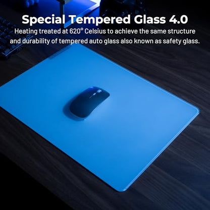 XVX White Glass Mouse Pad 4.0, Hard Mousepad for Gaming,Ultra-Smooth Micro-Etched Surface with Non-Slip Rubber Base(410mm*310mm) - color: White
