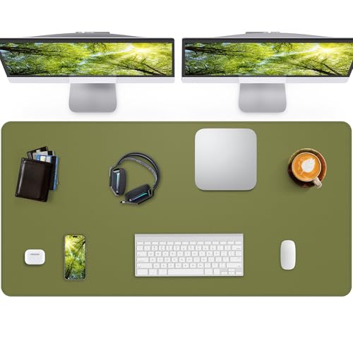 Large Desk Pad Mat - Waterproof Mouse Pad & Desk Protector, Non-Slip XL PU Leather Gaming Mat for Keyboard/Mouse, Stitched Edge with Ergonomic Support, 47"x17" (Green) - color: Green, size: 48" x 17"