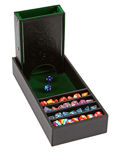 Forged Dice Co. Citadel Dice Tray and Tower - 3 in 1 RPG Dice Storage, Perfect for Tabletop Gaming - color: Green
