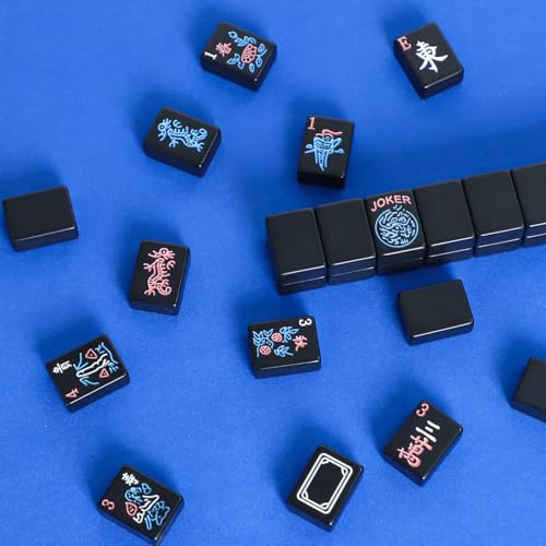 American Mahjong Tiles (1.2”,Tiles Only), 166 Mahjong Tile Set with Black Color (Tiles Only) - color: Black