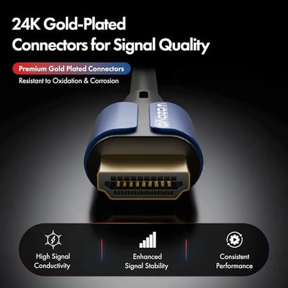 HDMI Cable V2.0 with Ethernet, Ultra HD 3D/4K@60Hz,16.5 Feet, 18Gbps Transmission Speed, HDR, Dolby Atmos, Compatible with All HDMI Devices Laptop Desktop TV Set-top Box Gaming Console - color: Blue, size: 16.5 Feet