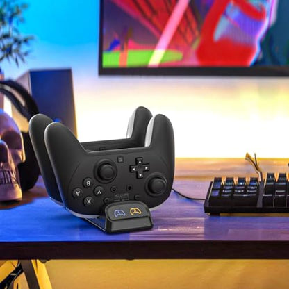 Switch 2 Pro Controller Charger Dock, Dual USB-C Charging Station for Switch Pro Controller, Compatible with PS5, Xbox Series X|S and Elite Series 2, LED Indicators, USB-C Adapters Included
