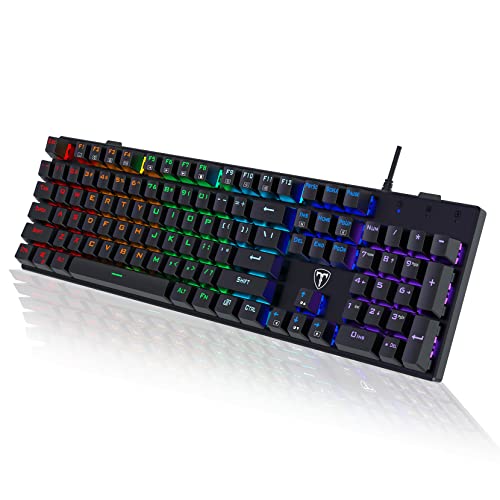RisoPhy Mechanical Gaming Keyboard, RGB 104 Keys Ultra-Slim LED Backlit USB Wired Keyboard with Blue Switch, Durable Abs Keycaps/Anti-Ghosting/Spill-Resistant Computer Keyboard for PC Mac Xbox Gamer - color: Classic Black
