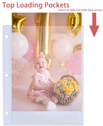 WITHYU 40 Pack 80 Pockets 5x7'' Photocard Sleeves A5 3 Mini Ring Binder Ultra-Clear Photo Sleeves Double-Sided 1 Pocket Photo Pages Top Loading Photo Sheet Protector for Photos Postcards Seed Packets - color: 5x7"