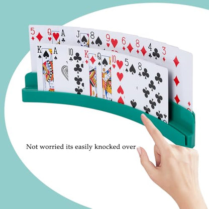 2 Packs of Double-Layer Card Holders，Playing Card Holder for Kids Adults Hands Free Card Holder for Family Card Game Nights Poker Parties - color: Green(2pack)