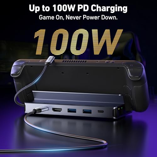 BENFEI Steam Deck Dock, Docking Station for Steam Deck (OLED)/ROG Ally/Legion Go, 6-in-1 USB C Hub with HDMI 4K@60Hz, 1Gbps Ethernet, 1xUSB C 2X USB 3.0 Port, PD 100W Charging