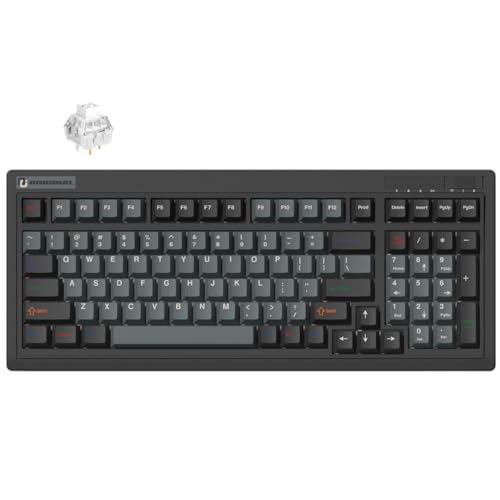 FL·ESPORTS OG98 Retro Mechanical Keyboard Wireless 2.4GHz/Bluetooth 5.0/USB-C, 96% Gasket Mount Hot Swappable Gaming Keyboard, PBT Keycaps, 4000mAh for Mac/PC -Tactile Switches | Black - color: 98 Keys-Black, size: Tactile Switch