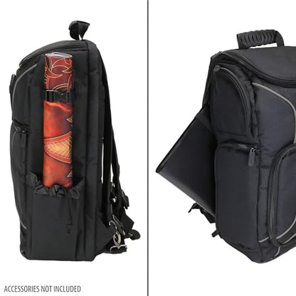 USA Gear MTG Backpack Compatible with Magic the Gathering Deck, Yu-Gi-Oh, MTG Decks & more - TCG Backpack MTG Bag with Shoulder Straps, Customizable Dividers, TCG Playmat Holder, Binder Space (Black) - color: Black