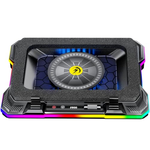 AICHESON Gaming Laptop Cooler Cooling Pad, Ultra Cooling with 10°C-35°C Temperature Drop, RGB Turbo Fan Stand Base for 14-19 inch Computer Laptops - color: 12V
