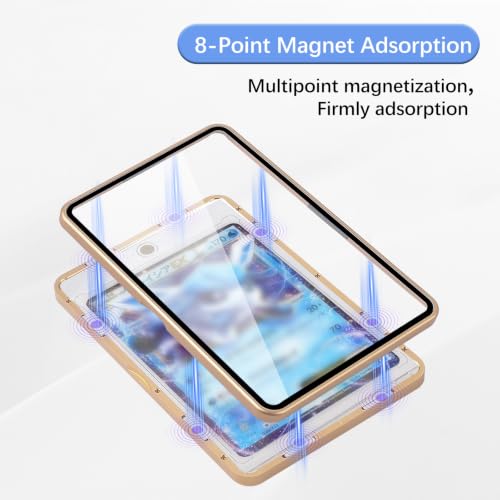 Card Case, 8-Point Magnetic Lock, Premium Aluminum Alloy Protector with 35pt One Touch Card Holder, Personalized Card Sleves Fits Trading Cards, Sports Cards, Game Cards, Collectible Cards (Gold) - color: Gold, style: Card Case