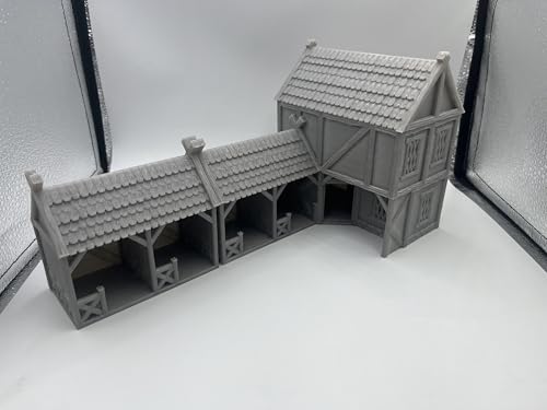 Hautico Architectural Terrain Set for 28mm Miniatures Wargame, 3D Printed and Paintable, Gift for Hobby Enthusiasts (Viking Building)