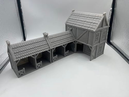 Hautico Architectural Terrain Set for 28mm Miniatures Wargame, 3D Printed and Paintable, Gift for Hobby Enthusiasts (Viking Building)