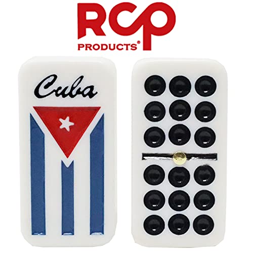Dominos Set for Adults – Professional Double 9 Dominoes Set of 55 Tiles, Metal Spinner, Classic and Travel Board Game with Wood Case Juegos de Mesa (Cuban Flag) - color: Cuban Flag