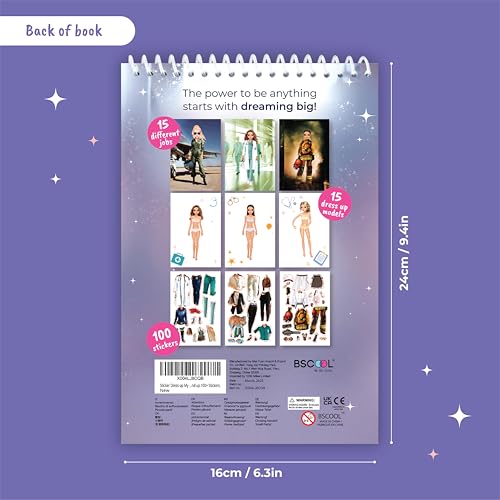Sticker Dress Up Book for Girls Dream Career Job | Dream job career theme teaches kids ages 5 and up about fashion design, with 100+ stickers and step-by-step guides included. - color: Sticker Dress Up Dream Job