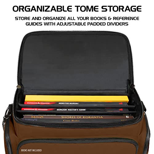 ENHANCE Travel Bag for DND Collector's Edition, Bag Compatible with Dungeons and Dragons, Combat Mat Holder, Dice Pockets and Accessories, Carry 4-8 Books (Brown Dragon) - color: Brown Dragon