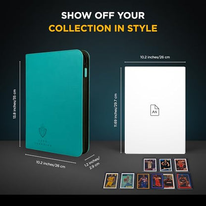 Card Guardian - 9 Pocket Premium Binder with Zipper for 360 Cards Trading Card Games TCG (Teal) - Side Loaded Pockets - Compatible Yugioh Cards MTG Binder Sports Card Binder | Holds 360 Cards, Side Loading, For TCG & Football, Premium Card Collection - co