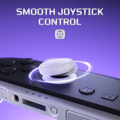 eXtremeRate Replacement 3D Joystick & Thumb Grips & Side Rail Shell Buttons for Nintendo Switch 2 JoyCon, Console Rail Stickers Controller Left Right Analog Stick Thumbsticks Caps for Switch 2 - White - color: White