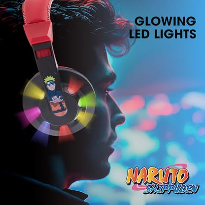 Naruto Gaming Headset with Mic, Wired Headphones, Microphone, LED Lights | Naruto wired gaming headset, mic, LED lights, padded over-ear comfort, enhanced audio, PC gaming setup. - color: Naruto