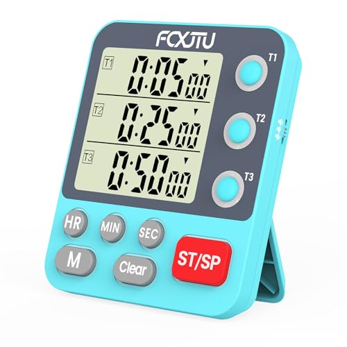 Digital Dual Triple Kitchen Timer, 3 Channels Magnetic Countdown Stopwatch Timer for Cooking, Loud Alarm Large Display Multi Food Memory Timer for Seniors & Teachers Battery Included (Blue) - size: YS318 Blue