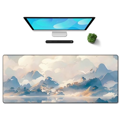 Galdas Gaming Mouse Pad XXL XL Large Long Extended Big Mousepad Non-Slip Rubber Keyboard Mouse Pad with Stitched Edges for Laptop Home Office (31.5x11.8x0.08 Inch) -Cloud Scenery - color: Cloud Scenery