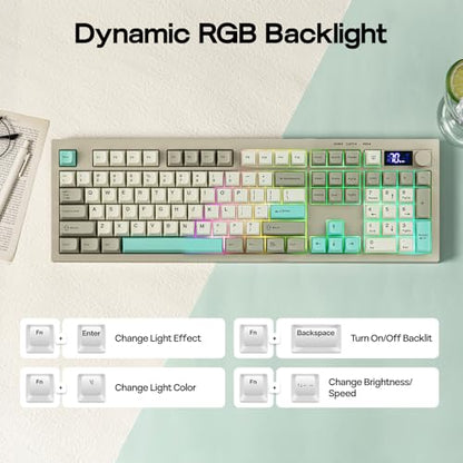 EPOMAKER Aula S102 PRO Membrane Gaming Keyboard with TFT Screen, Volume Knob & Number Pad, BT/2.4G/USB, RGB Backlit, Creamy Silicone Structure, Silent Keyboard for PC Game/Office (Grey) - color: Grey