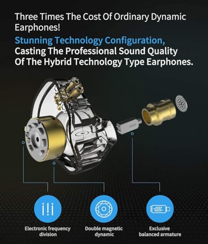 KZ ZSN Pro Dual Drivers 1BA 1DD in Ear Earphones HiFi Power Bass Earbuds Headphones High Clarity Sound Wired Earphones with Detachable Cable for Audiophile Musician - color: ZSN Pro-blue, size: With Mic