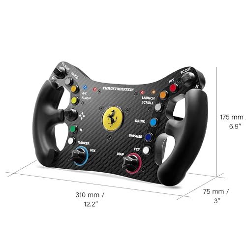 Thrustmaster Ferrari 488 GT3 Wheel Add-On Replica Rim - PS5, XBOX & PC | 1:1 scale, licensed by Ferrari, carbon-clad faceplate, 12.2-in diameter, 11 programable buttons, D-pad, 4 encoders