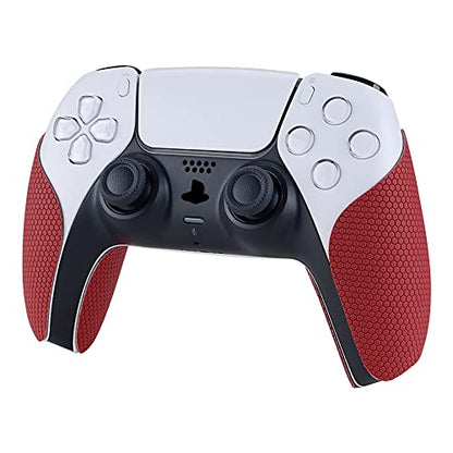eXtremeRate PlayVital Red Anti-Skid Sweat-Absorbent Controller Grip for ps5 Controller, Professional Textured Soft Rubber Pads Handle Grips for ps5 - color: Red