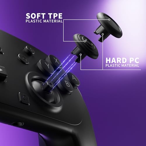 eXtremeRate ThumbsGear Interchangeable Ergonomic Thumbsticks for Nintendo Switch 2 Pro Controller, Replacement Analog Thumb Sticks & Tools, 2 Height Adjustable Convex & Concave Grip Joysticks - Black - color: Black