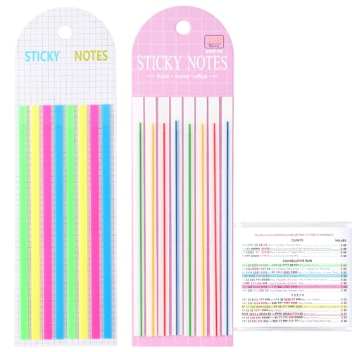 320 pcs Mahjong Card Line Finder Highlighter Tape, Mahjong Line Highlighter Stripe, Transparent Sticky Card Markers Tabs, Mahjong Game Rule Reader, Reusable & No Adhesive Residue (Solid color + Lines)