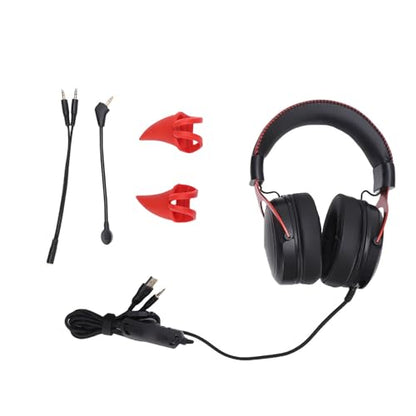 Sealed and Soundproof Gaming Headset Wired PC RGB Luminous Noise Reduction Over Ear Headphones with Mic Comfortable Wearing for Immersive Gaming, Noise Reduction Over Ear Headphones (Black - color: Black Red