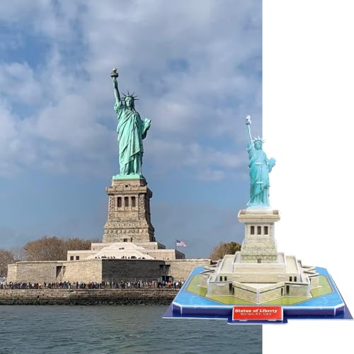 Architecture World Famous of 3D Puzzle.Build Your Own Collection of 17 Global Landmarks (Notre Dame, Colosseum) - Educational DIY Model Kit for Kids & Adults. (Statue of Liberty) - color: Statue of Liberty