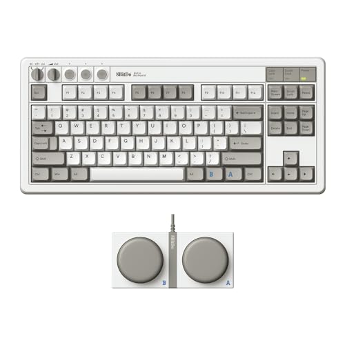 8Bitdo 87 Keys Retro Mechanical Keyboard Bluetooth/2.4G/USB-C, Hot Swappable, Dual Super Programmable Buttons, Volume knob for Windows and Android - M Edition - color: M Edition