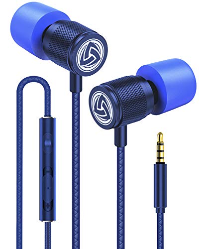 LUDOS Ultra Wired Earbuds in-Ear Headphones, 5 Years Warranty, Earphones with Microphone, Noise Isolating Ear Buds, Memory Foam for iPhone, Samsung, School Students, Kids, Women, Small Ears - Blue - color: Blue, style: 3.5 mm